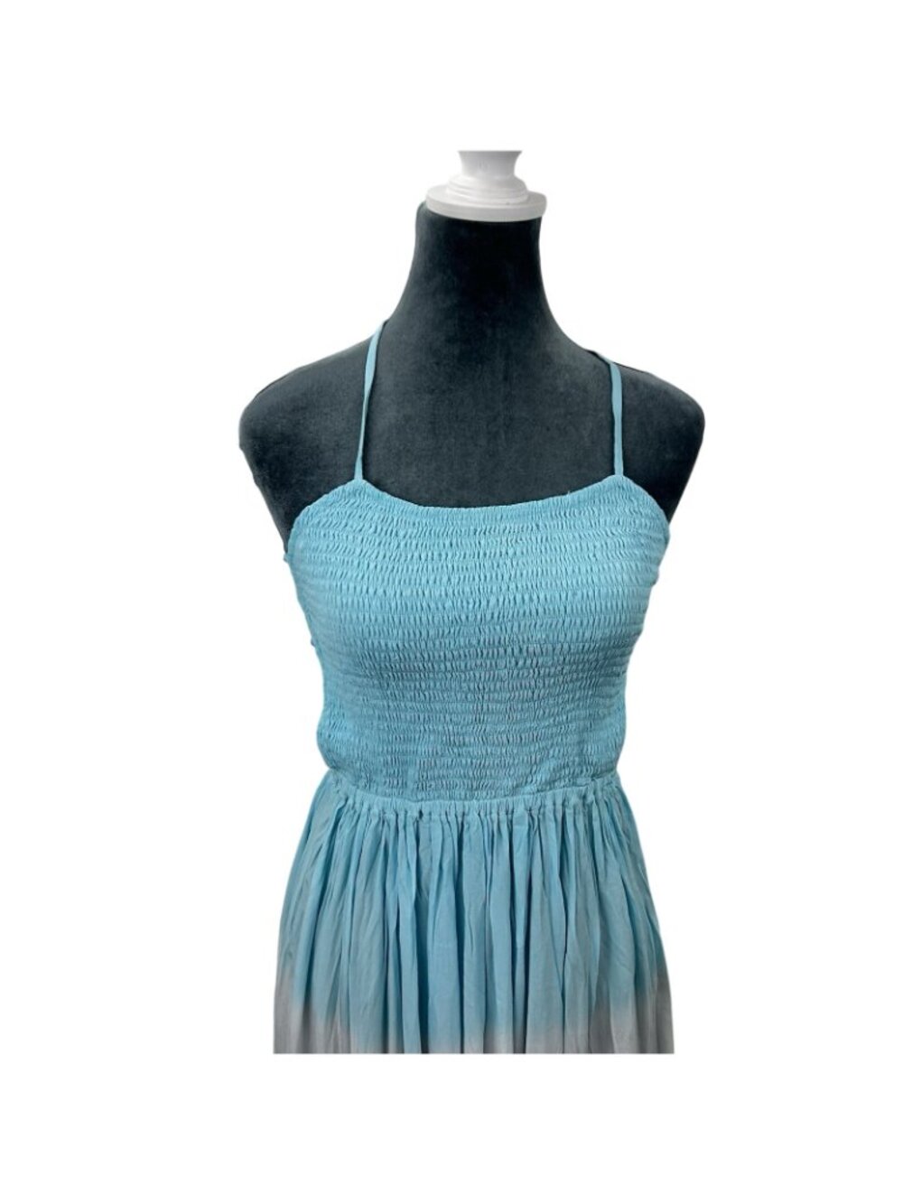 Tiare Hawaii Naia Maxi Dress Women’s O/S Peach Blue Ombre Smocked Boho Beachy - Picture 14 of 16